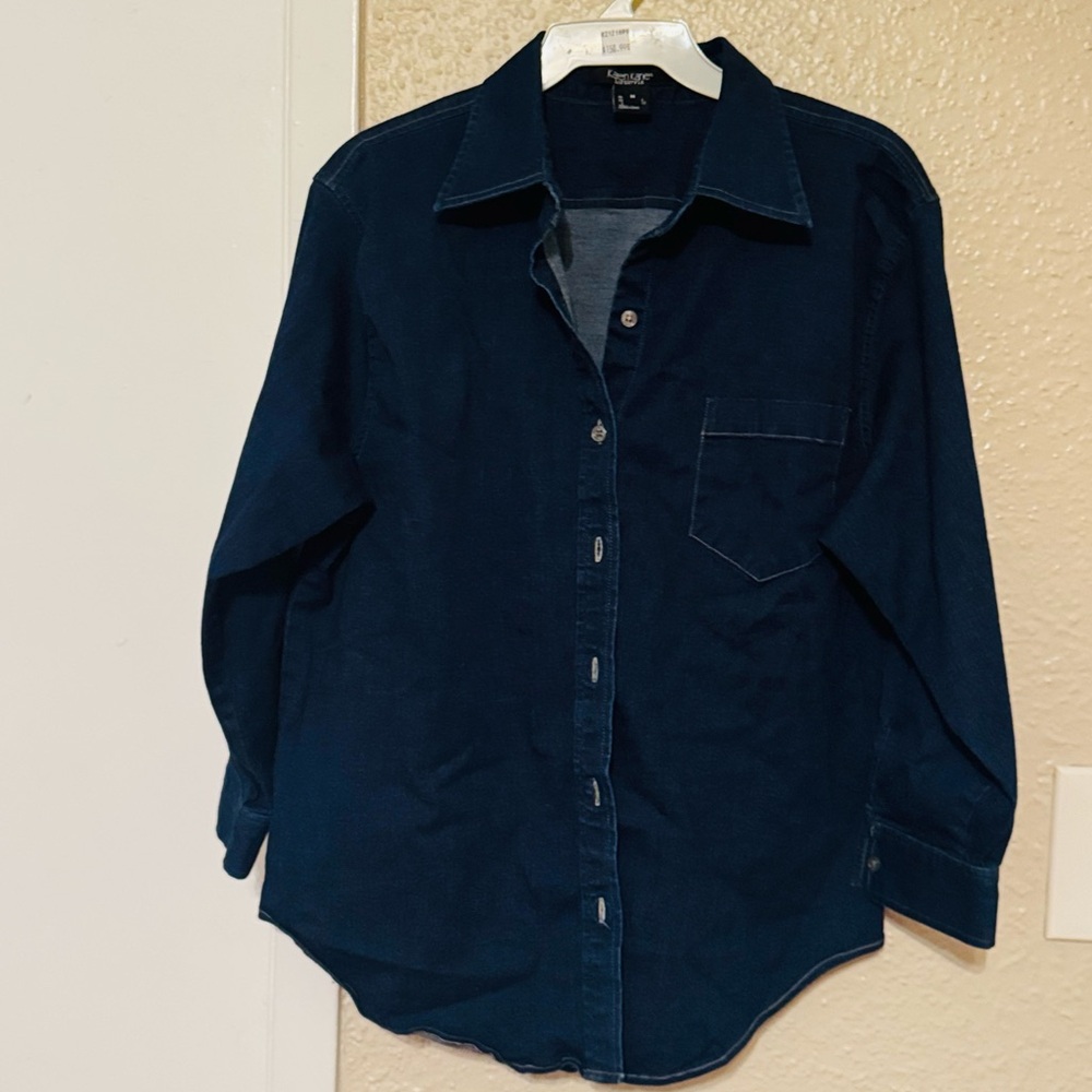 Karen Kane Dark Blue Casual Button Down Shirt